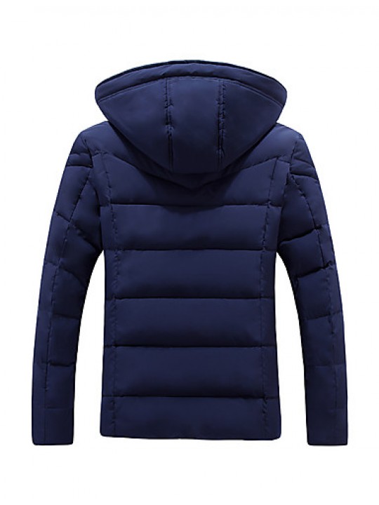 Men's Regular Down CoatPolyester / Nylon Solid Long Sleeve